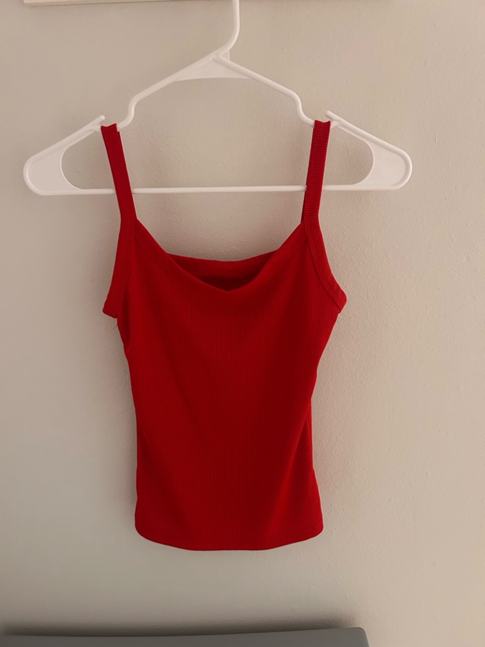 SHEIN Red Ribbed Cami Tank Top